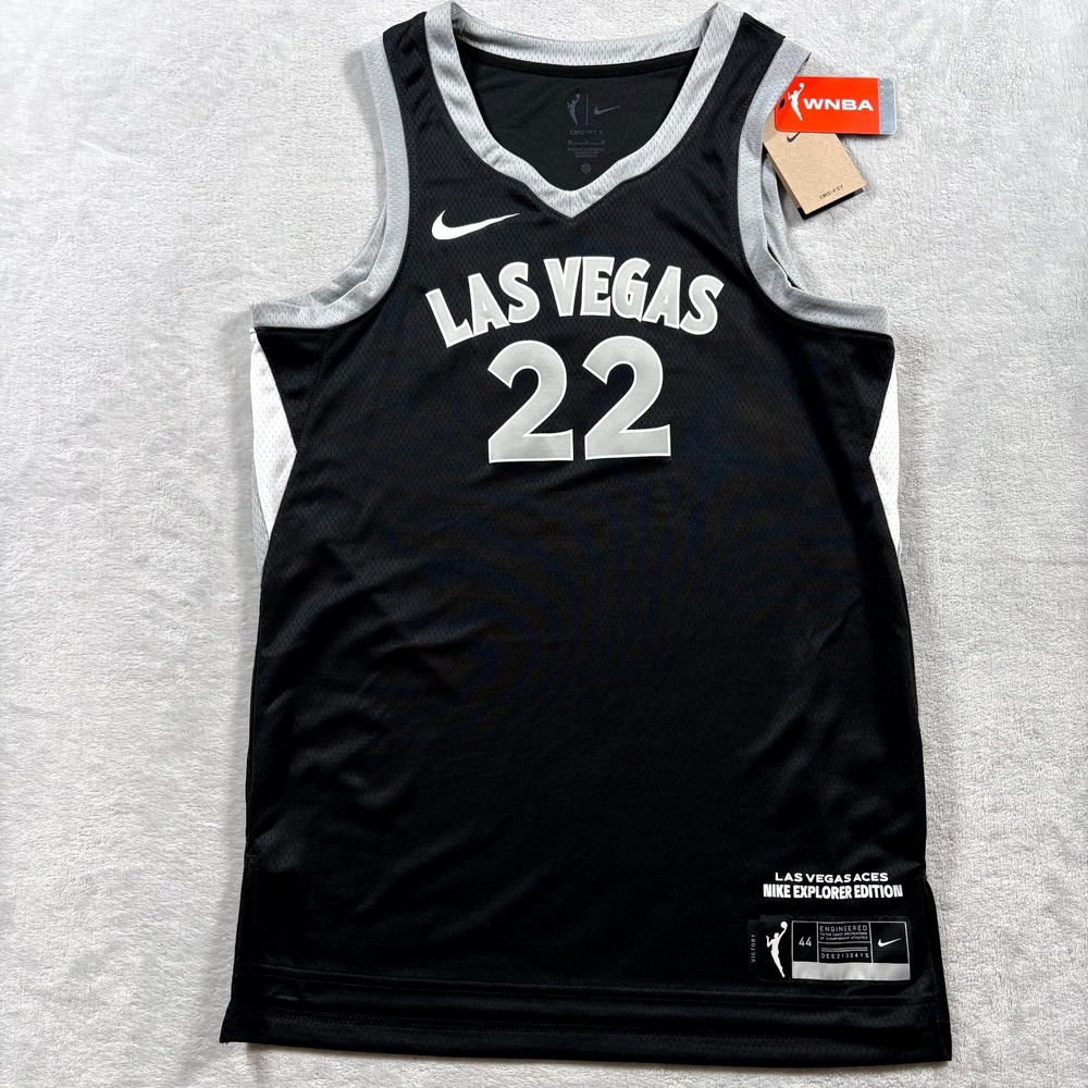 Las‎ Vegas Aces Jersey Womens Medium Black #22 A'ja Wilson Nike Basketball WNBA